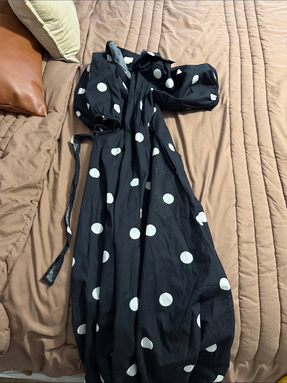 a new day Black Polka Dot Midi Dress